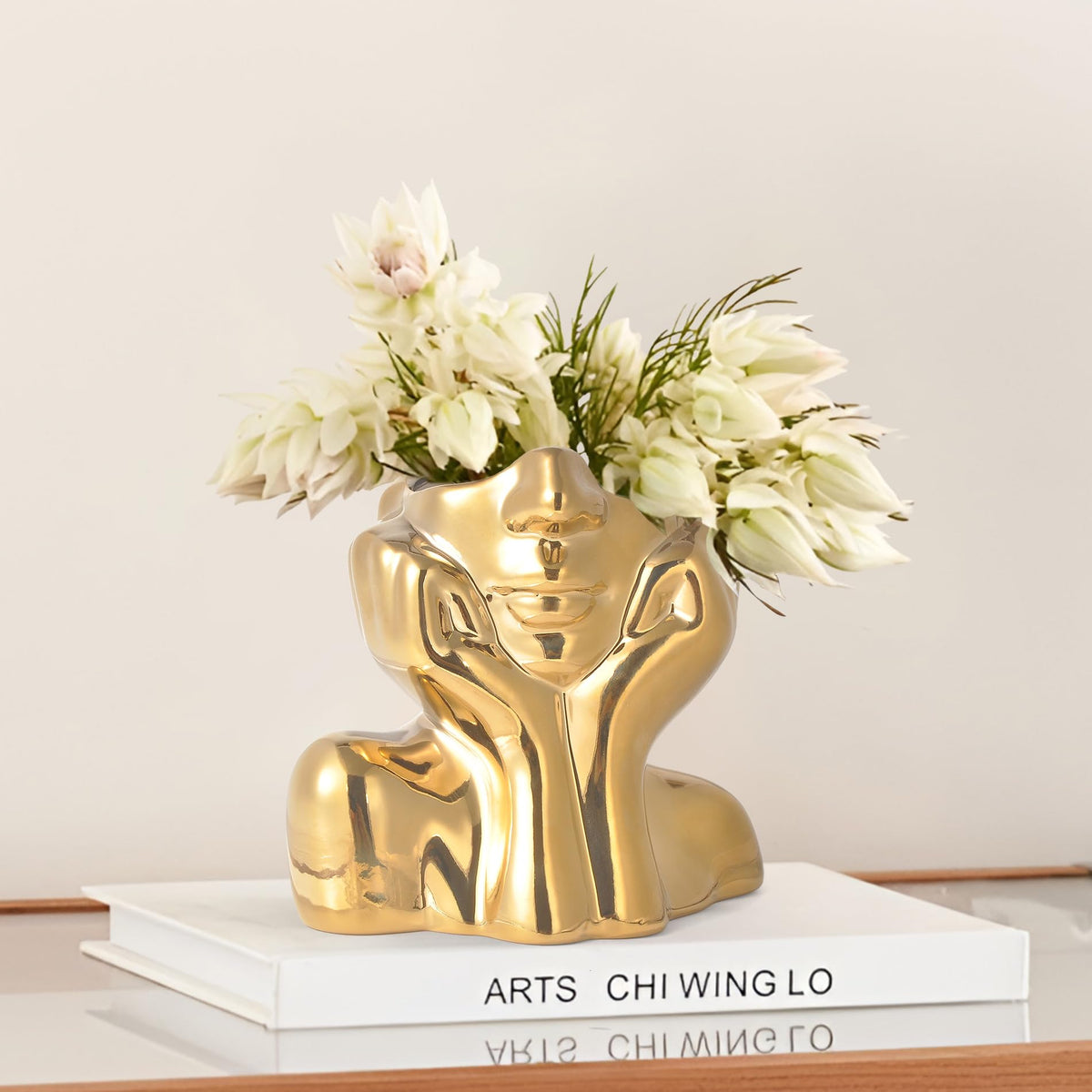 Golden Muse Ceramic Vase